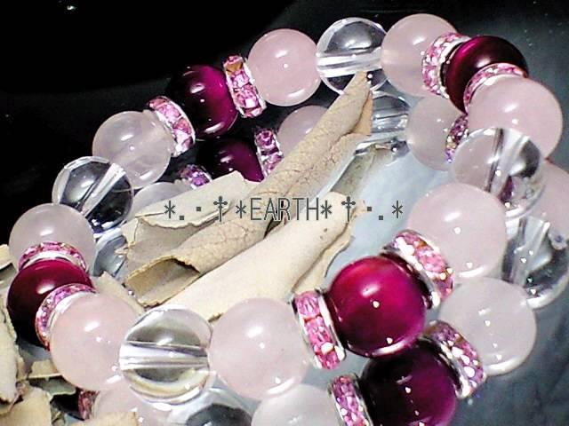 天然石★10oローズクォーツ・ピンクタイガ-アイ・水晶数珠 < 女性アクセサリー/時計 天然石★10oローズクォーツ・ピンクタイガ-アイ・水晶数珠 < 女性アクセサリー/時計の