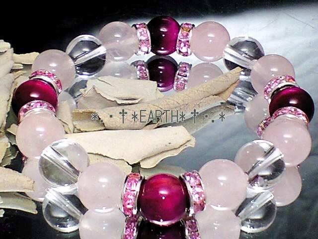 天然石★10oローズクォーツ・ピンクタイガ-アイ・水晶数珠 < 女性アクセサリー/時計 天然石★10oローズクォーツ・ピンクタイガ-アイ・水晶数珠 < 女性アクセサリー/時計の