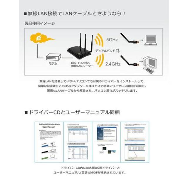無線LAN アダプター USB ac600 11ac 小型 アンテナ 高速 WiFi < PC本体/周辺機器  無線LAN アダプター USB ac600 11ac 小型 アンテナ 高速 WiFi < PC本体/周辺機器の