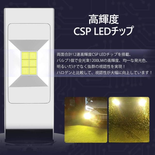 LEDフォグランプ H3 黄色 イエロー 60W 1200LM 3000K 12V/24V兼用 無極性  2本セット < 自動車/バイク LEDフォグランプ H3 黄色 イエロー 60W 1200LM 3000K 12V/24V兼用 無極性  2本セット < 自動車/バイク