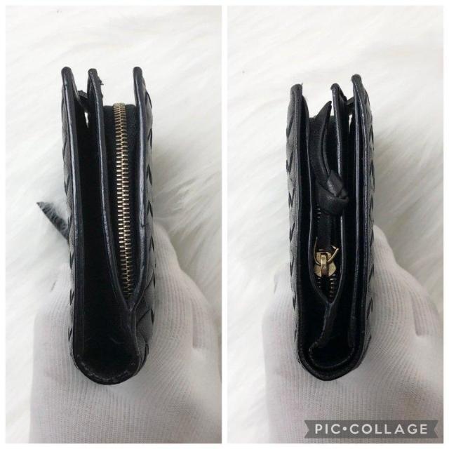 【美品】BOTTEGAVENETA ボッテガヴェネタ 二つ折り財布 イントレチャート コンパクトウォレット ブラック レザー < ブランド 【美品】BOTTEGAVENETA ボッテガヴェネタ 二つ折り財布 イントレチャート コンパクトウォレット ブラック レザー < ブランドの