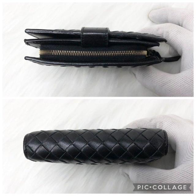 【美品】BOTTEGAVENETA ボッテガヴェネタ 二つ折り財布 イントレチャート コンパクトウォレット ブラック レザー < ブランド 【美品】BOTTEGAVENETA ボッテガヴェネタ 二つ折り財布 イントレチャート コンパクトウォレット ブラック レザー < ブランドの