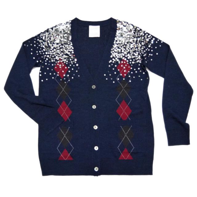 新品トリアtriaaスパンコールアーガイルカーディガン濃 < 女性ファッション  新品トリアtriaaスパンコールアーガイルカーディガン濃  < 女性ファッションの