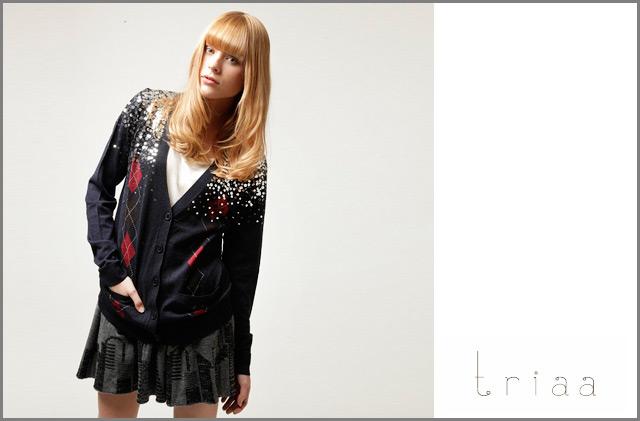 新品トリアtriaaスパンコールアーガイルカーディガン濃 < 女性ファッション  新品トリアtriaaスパンコールアーガイルカーディガン濃 < 女性ファッションの