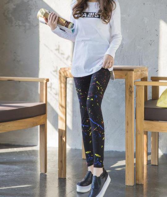 送料無料 レディース  レギンス パンツ ペンキ柄 プリント レギパン < 女性ファッション  送料無料 レディース  レギンス パンツ ペンキ柄 プリント レギパン < 女性ファッションの