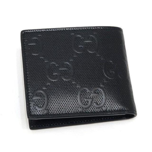 ◆ 本物 新品同様 ◆ GUCCI グッチ GGエンボス 2つ折り財布 小銭入れ付き ブラック 黒 レザー 袋 箱 625555 < ブランド  ◆ 本物 新品同様 ◆ GUCCI グッチ GGエンボス 2つ折り財布 小銭入れ付き ブラック 黒 レザー 袋 箱 625555 < ブランドの
