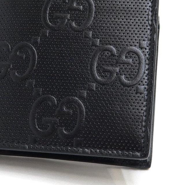 ◆ 本物 新品同様 ◆ GUCCI グッチ GGエンボス 2つ折り財布 小銭入れ付き ブラック 黒 レザー 袋 箱 625555 < ブランド  ◆ 本物 新品同様 ◆ GUCCI グッチ GGエンボス 2つ折り財布 小銭入れ付き ブラック 黒 レザー 袋 箱 625555 < ブランドの