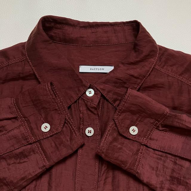 ◆美品◆BAYFLOW◆大きいサイズ感◆シアー素材透け感長袖ブラウス◆ブラウン茶 < 女性ファッション  ◆美品◆BAYFLOW◆大きいサイズ感◆シアー素材透け感長袖ブラウス◆ブラウン茶 < 女性ファッションの