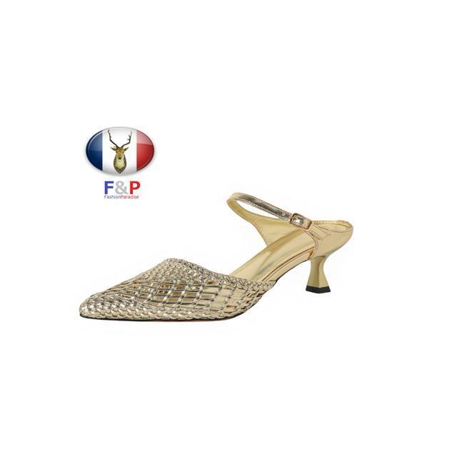 ポインテッドトゥ編みハラコレザーサンダルスリッパ全3色 < 女性ファッション  ポインテッドトゥ編みハラコレザーサンダルスリッパ全3色  < 女性ファッションの