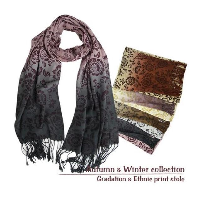 グラデーションプリントストール アイボリー×パープル★新品 < 女性ファッション グラデーションプリントストール アイボリー×パープル★新品 < 女性ファッションの