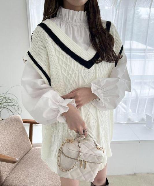 Heather ラインニットVEST < ブランド  Heather ラインニットVEST  < ブランドの