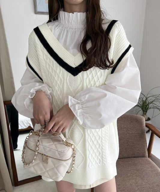 Heather ラインニットVEST < ブランド  Heather ラインニットVEST < ブランドの