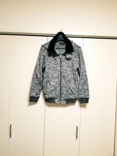 CONFIRM ミックスニット グレー×黒 ジップアップ パーカー M < 男性ファッション  CONFIRM ミックスニット グレー×黒 ジップアップ パーカー M  < 男性ファッションの