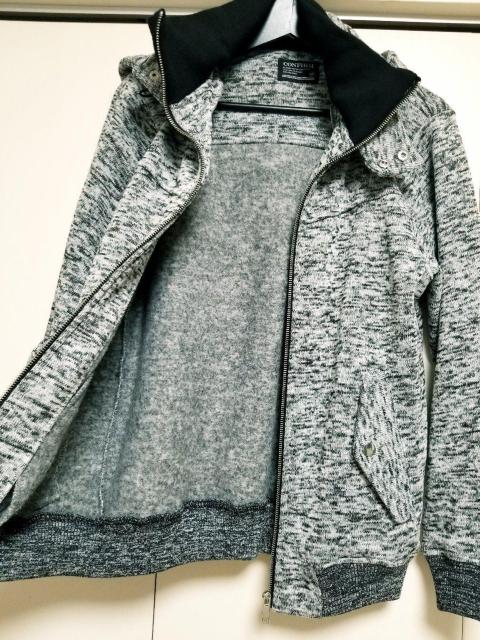 CONFIRM ミックスニット グレー×黒 ジップアップ パーカー M < 男性ファッション  CONFIRM ミックスニット グレー×黒 ジップアップ パーカー M < 男性ファッションの