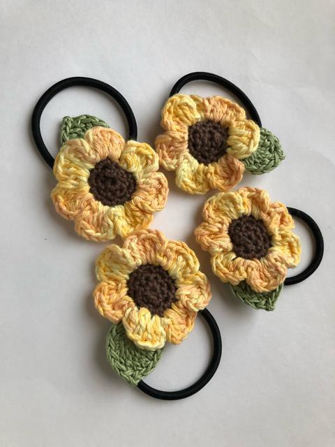 ハンドメイド ヘアゴム ビタミンカラーのひまわり満開♪ < 女性ファッション  ハンドメイド ヘアゴム ビタミンカラーのひまわり満開♪ < 女性ファッションの