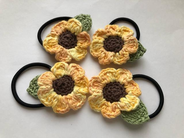 ハンドメイド ヘアゴム ビタミンカラーのひまわり満開♪ < 女性ファッション  ハンドメイド ヘアゴム ビタミンカラーのひまわり満開♪ < 女性ファッションの