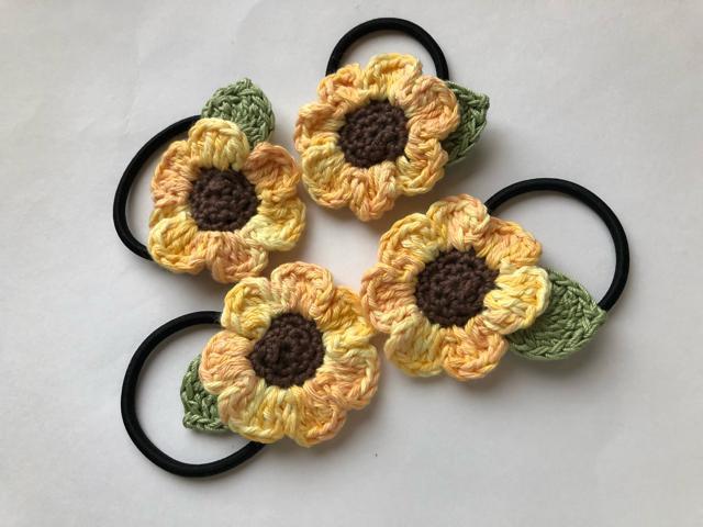 ハンドメイド ヘアゴム ビタミンカラーのひまわり満開♪ < 女性ファッション  ハンドメイド ヘアゴム ビタミンカラーのひまわり満開♪ < 女性ファッションの
