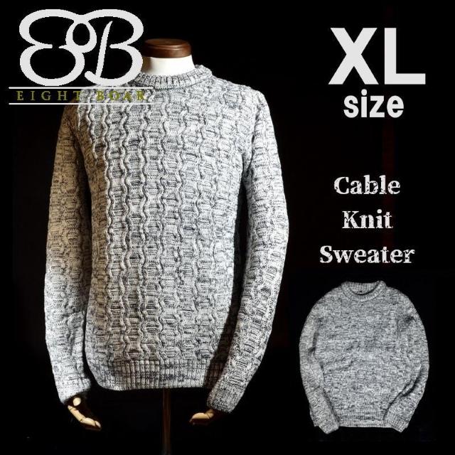 ◆在庫処分 クルーネック ケーブル編みニットセーター L相当◆灰XL h02 < 男性ファッション  ◆在庫処分 クルーネック ケーブル編みニットセーター L相当◆灰XL h02  < 男性ファッションの