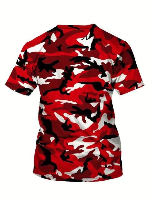 爆ヤス価格990円★迷彩プリント、メンズグラフィックTシャツ USAサイズM(日本サイズXL相当)赤 < 男性ファッション  爆ヤス価格990円★迷彩プリント、メンズグラフィックTシャツ USAサイズM(日本サイズXL相当)赤 < 男性ファッションの