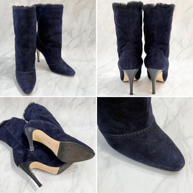 マノロブラニク ムートンショートブーツ36ネイビー < ブランド マノロブラニク ムートンショートブーツ36ネイビー < ブランドの