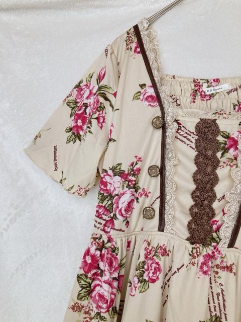 axes femme アクシーズ 薔薇柄 花柄 半袖 ワンピース M クラシカル N2m < ブランド  axes femme アクシーズ 薔薇柄 花柄 半袖 ワンピース M クラシカル N2m < ブランドの