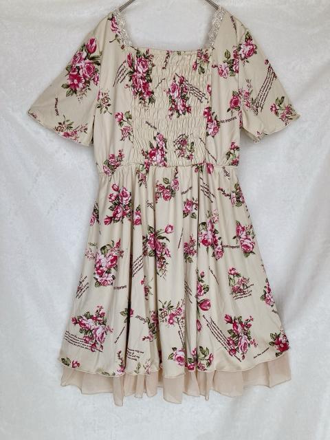 axes femme アクシーズ 薔薇柄 花柄 半袖 ワンピース M クラシカル N2m < ブランド  axes femme アクシーズ 薔薇柄 花柄 半袖 ワンピース M クラシカル N2m < ブランドの