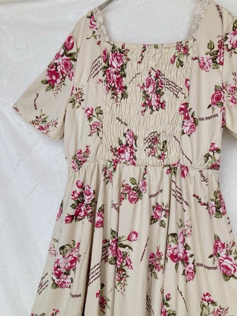 axes femme アクシーズ 薔薇柄 花柄 半袖 ワンピース M クラシカル N2m < ブランド  axes femme アクシーズ 薔薇柄 花柄 半袖 ワンピース M クラシカル N2m < ブランドの