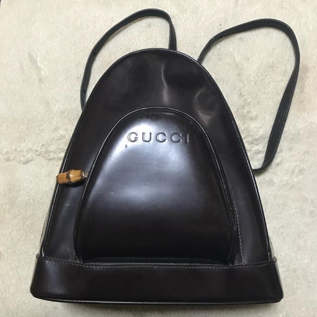 正規品 オールドグッチ バンブー パテントレザー バックパック リュック 三角形 ブラウン < ブランド 正規品 オールドグッチ バンブー パテントレザー バックパック リュック 三角形 ブラウン < ブランドの