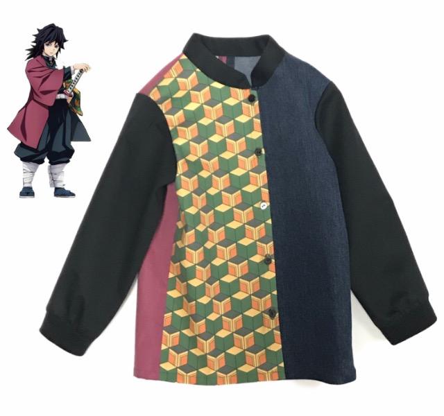 hハンドメイド子供服〓鬼滅の刃イメージ冨岡義勇風100長袖シャツ < キッズ/ベビー hハンドメイド子供服〓鬼滅の刃イメージ冨岡義勇風100長袖シャツ < キッズ/ベビーの