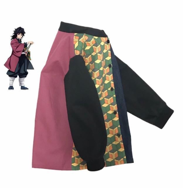 hハンドメイド子供服〓鬼滅の刃イメージ冨岡義勇風100長袖シャツ < キッズ/ベビー hハンドメイド子供服〓鬼滅の刃イメージ冨岡義勇風100長袖シャツ < キッズ/ベビーの