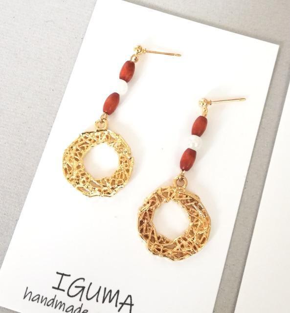 ハンドメイドピアス ゴールドフープ < 女性ファッション  ハンドメイドピアス ゴールドフープ  < 女性ファッションの