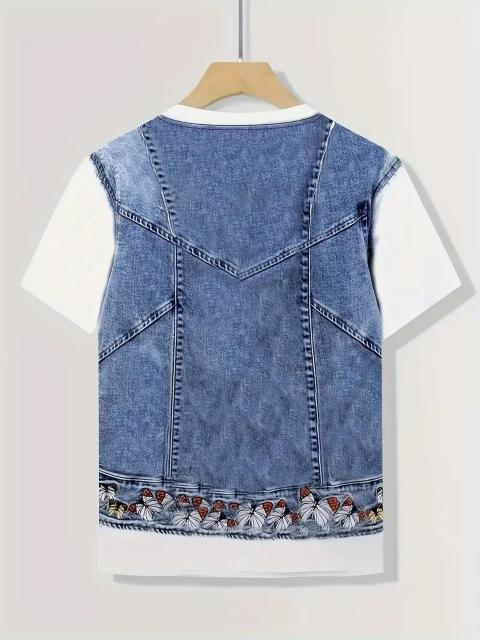 爆ヤス価格1090円★グラフィックプリントクルーネックTシャツ、春夏用カジュアル半袖トップス USAサイズS(日本サイズL相当) < 女性ファッション  爆ヤス価格1090円★グラフィックプリントクルーネックTシャツ、春夏用カジュアル半袖トップス USAサイズS(日本サイズL相当) < 女性ファッションの