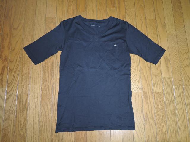 BACKBONE THE CLASSIC バックボーン V字 5分丈Tシャツ 黒 カットソー ポケットTシャツ アイコンロゴ刺繍 < ブランド  BACKBONE THE CLASSIC バックボーン V字 5分丈Tシャツ 黒 カットソー ポケットTシャツ アイコンロゴ刺繍  < ブランドの