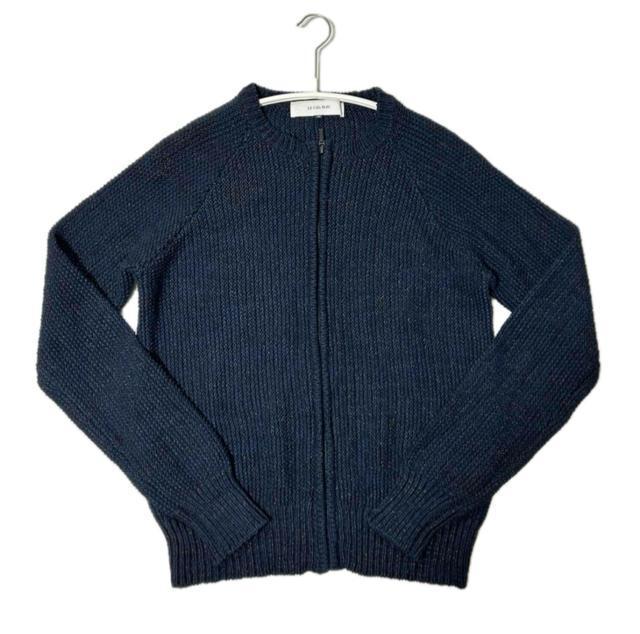 美品 ルシェルブルー ジップアップ ニット ジャケット 38 < ブランド  美品 ルシェルブルー ジップアップ ニット ジャケット 38 < ブランドの