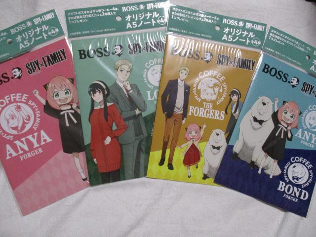 BOSS SPYxFAMILY A5ノート 全4種セット スパイファミリー ボス サントリー < アニメ/コミック/キャラクター  BOSS SPYxFAMILY A5ノート 全4種セット スパイファミリー ボス サントリー  < アニメ/コミック/キャラクターの