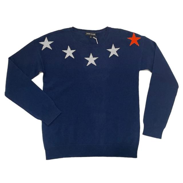 新品ESTHEME CACHEMIREパリ発カシミア100%星柄セーター紺SM < 女性ファッション 新品ESTHEME CACHEMIREパリ発カシミア100%星柄セーター紺SM < 女性ファッションの