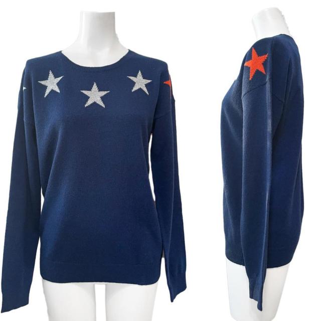 新品ESTHEME CACHEMIREパリ発カシミア100%星柄セーター紺SM < 女性ファッション 新品ESTHEME CACHEMIREパリ発カシミア100%星柄セーター紺SM < 女性ファッションの