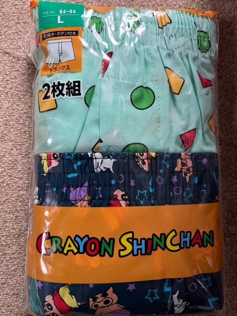 Lサイズ!2枚セット!クレヨンしんちゃん!柄!高貴紳士的!前開きあり!ボタン付き!トランクス! < 男性ファッション  Lサイズ!2枚セット!クレヨンしんちゃん!柄!高貴紳士的!前開きあり!ボタン付き!トランクス! < 男性ファッションの