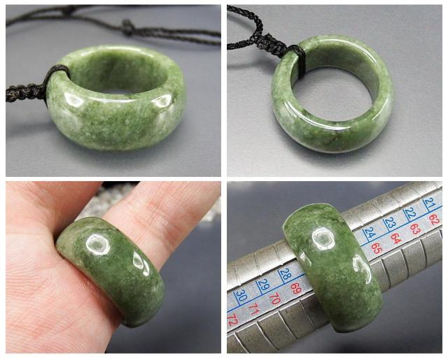良質濃い目ひすい指輪サムリング黒糸ネックレス天然石本翡翠硬玉約26号A3-6-002 < 女性アクセサリー/時計  良質濃い目ひすい指輪サムリング黒糸ネックレス天然石本翡翠硬玉約26号A3-6-002 < 女性アクセサリー/時計の