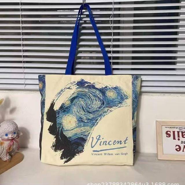 バッグ 鞄 ゴッホ 星月夜 キャンバス トートバッグ 芸術 プリント 男女兼用 < 女性ファッション  バッグ 鞄 ゴッホ 星月夜 キャンバス トートバッグ 芸術 プリント 男女兼用  < 女性ファッションの