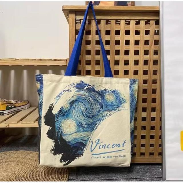 バッグ 鞄 ゴッホ 星月夜 キャンバス トートバッグ 芸術 プリント 男女兼用 < 女性ファッション  バッグ 鞄 ゴッホ 星月夜 キャンバス トートバッグ 芸術 プリント 男女兼用 < 女性ファッションの