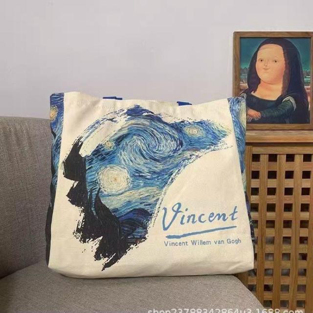 バッグ 鞄 ゴッホ 星月夜 キャンバス トートバッグ 芸術 プリント 男女兼用 < 女性ファッション  バッグ 鞄 ゴッホ 星月夜 キャンバス トートバッグ 芸術 プリント 男女兼用 < 女性ファッションの