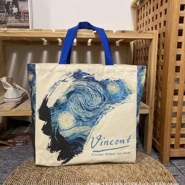 バッグ 鞄 ゴッホ 星月夜 キャンバス トートバッグ 芸術 プリント 男女兼用 < 女性ファッション  バッグ 鞄 ゴッホ 星月夜 キャンバス トートバッグ 芸術 プリント 男女兼用 < 女性ファッションの