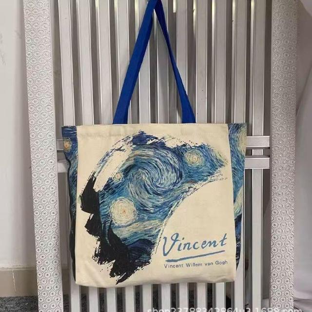 バッグ 鞄 ゴッホ 星月夜 キャンバス トートバッグ 芸術 プリント 男女兼用 < 女性ファッション  バッグ 鞄 ゴッホ 星月夜 キャンバス トートバッグ 芸術 プリント 男女兼用 < 女性ファッションの