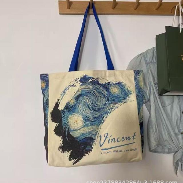 バッグ 鞄 ゴッホ 星月夜 キャンバス トートバッグ 芸術 プリント 男女兼用 < 女性ファッション  バッグ 鞄 ゴッホ 星月夜 キャンバス トートバッグ 芸術 プリント 男女兼用 < 女性ファッションの