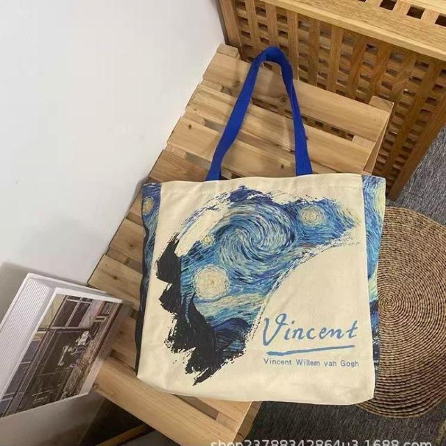 バッグ 鞄 ゴッホ 星月夜 キャンバス トートバッグ 芸術 プリント 男女兼用 < 女性ファッション  バッグ 鞄 ゴッホ 星月夜 キャンバス トートバッグ 芸術 プリント 男女兼用 < 女性ファッションの