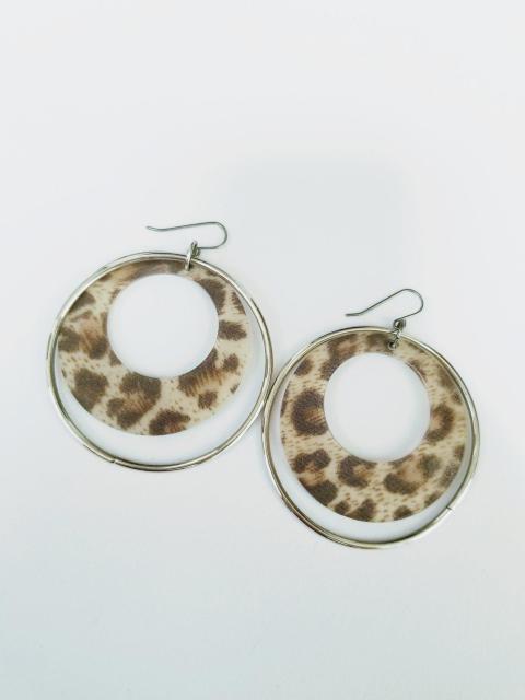 (139) シルバー×レオパード ダブルフープ ピアス 豹柄 < 女性アクセサリー/時計 (139) シルバー×レオパード ダブルフープ ピアス 豹柄 < 女性アクセサリー/時計の