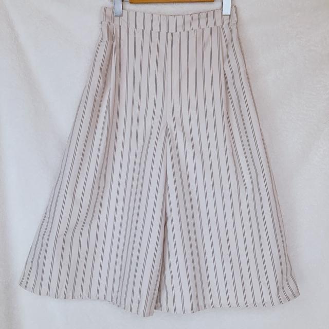 free nature ストライプ フレア カジュアル ガウチョパンツ M N2m < 女性ファッション free nature ストライプ フレア カジュアル ガウチョパンツ M N2m < 女性ファッションの