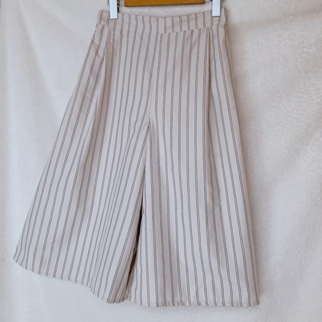 free nature ストライプ フレア カジュアル ガウチョパンツ M N2m < 女性ファッション free nature ストライプ フレア カジュアル ガウチョパンツ M N2m < 女性ファッションの