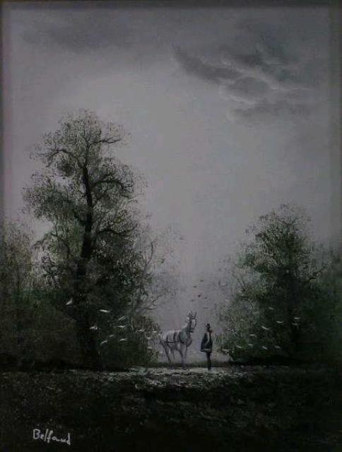 絵画 油彩 ベルファンド『人物と馬のいる風景』真作保証 原画 < ホビー  絵画 油彩 ベルファンド『人物と馬のいる風景』真作保証 原画 < ホビーの